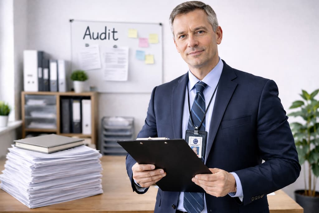 An IRS agent performing an audit