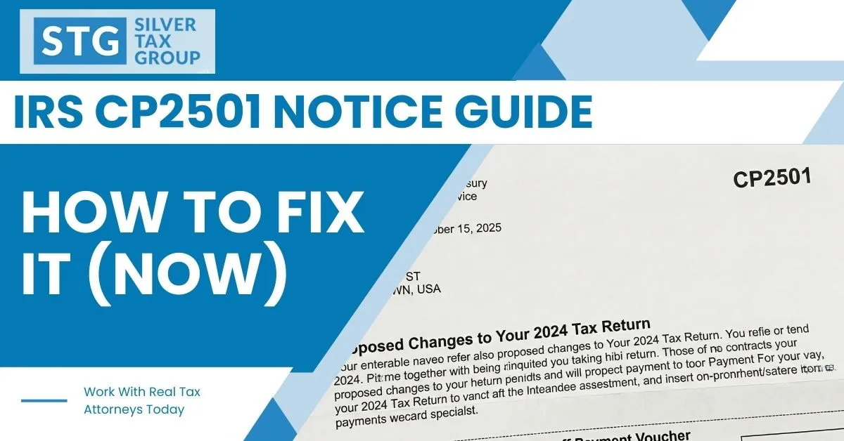 Guide on fixing IRS CP2501 tax notices by Silver Tax Group.