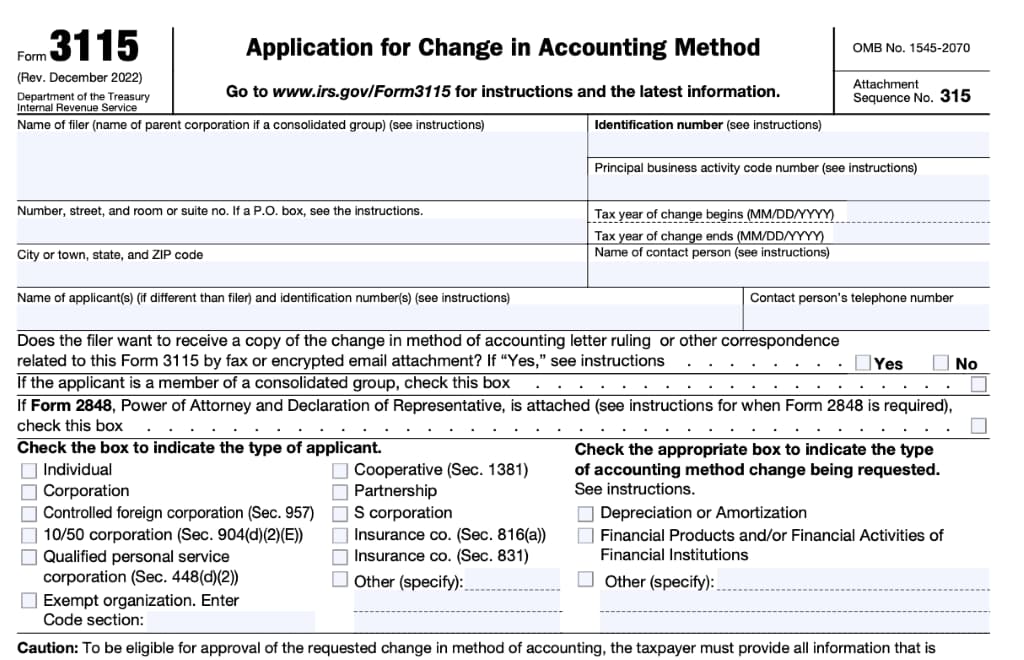 IRS form 3115